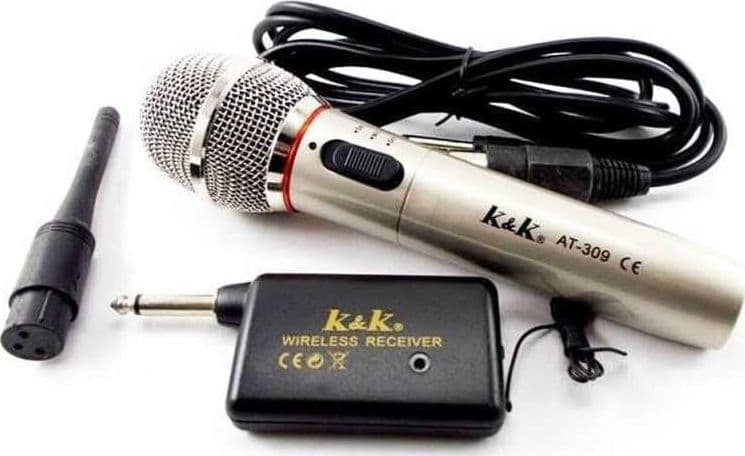 MICROFONO WIRELESS E CON CAVO FILO 2 IN 1 PER KARAOKE CANTARE 309 - 7