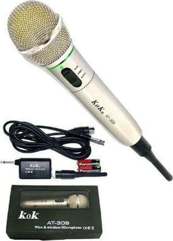 MICROFONO WIRELESS E CON CAVO FILO 2 IN 1 PER KARAOKE CANTARE 309 - 8