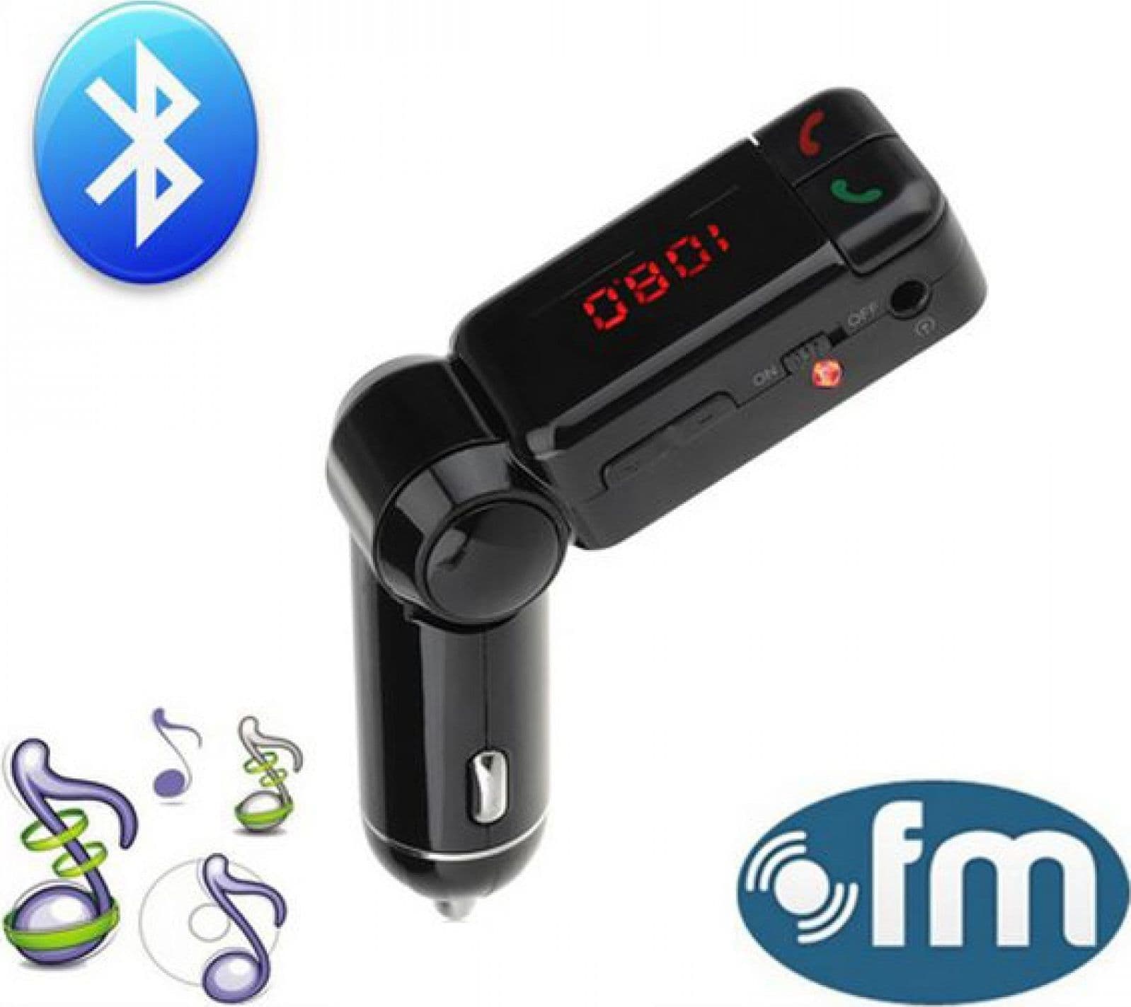 TRASMETTITORE BLUETOOTH VIVAVOCE CON DISPLAY FM LETTORE MP3 USB MODULATORE AUTO - 6