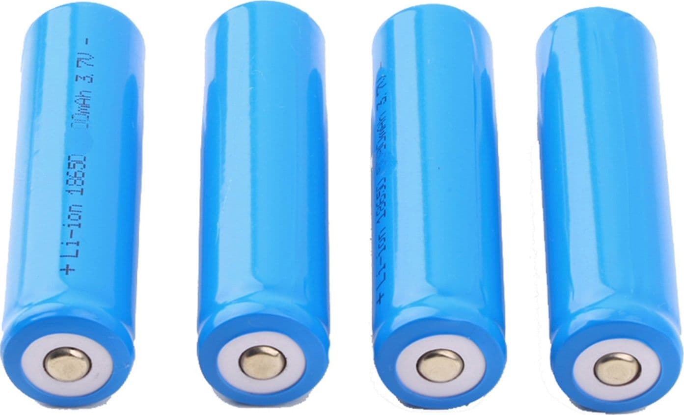 4 BATTERIE BATTERIA RICARICABILE IONI DI LITIO 680 mAh 3.7V BL-18650 TORCE LED - 2