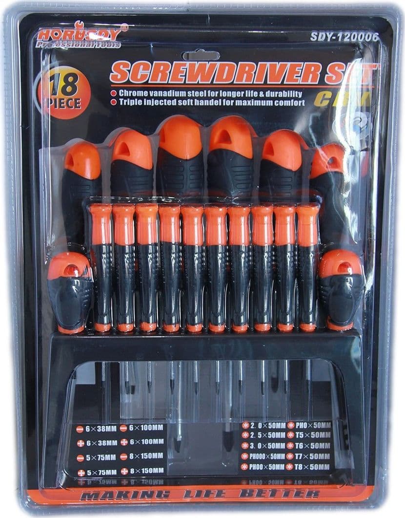 KIT SET 18 CACCIAVITI CACCIAVITE CON SUPPORTO A PARETE FISSI CROCE CRV SDY120006 - 5