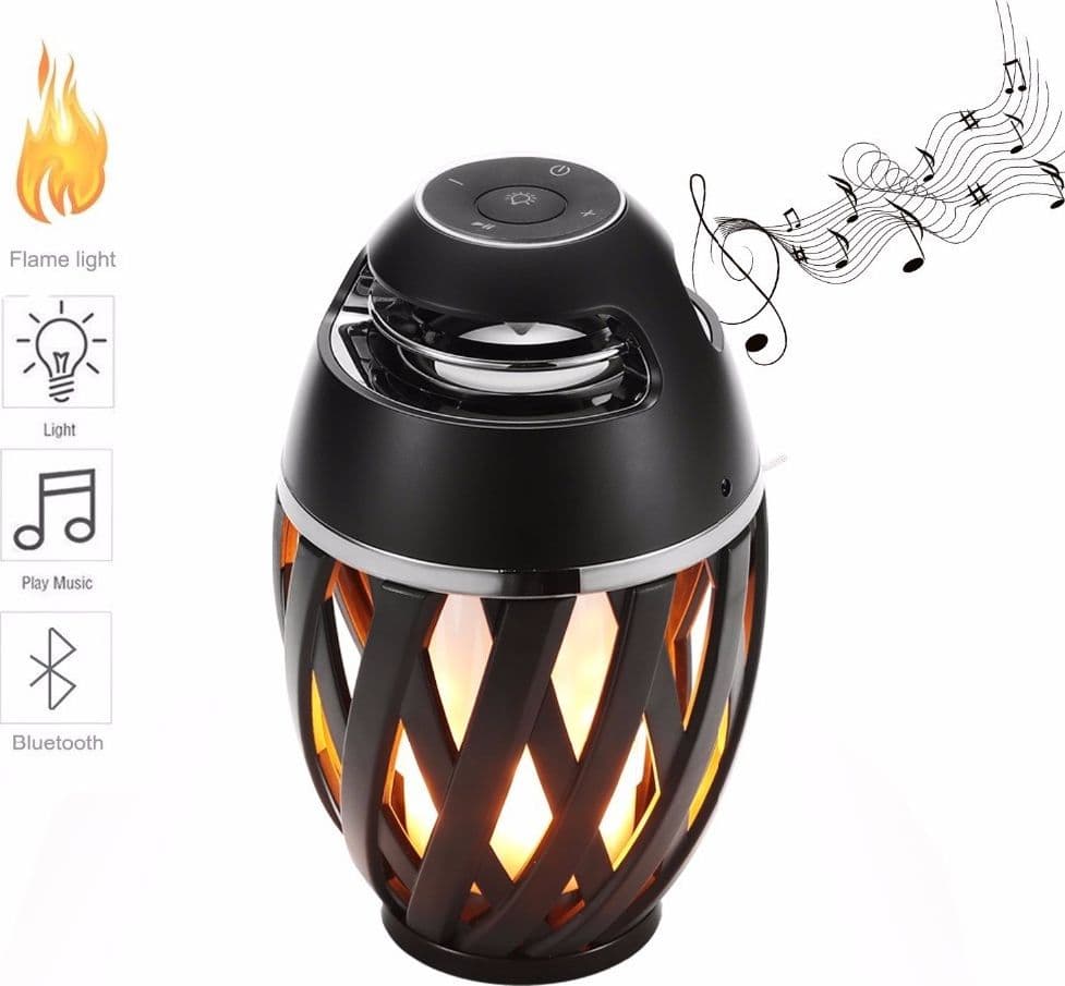 CASSA SPEAKER FLAME LIGHT LED BLUETOOTH PORTATILE SENZA FILI TF MP3 BT4.2 - 5