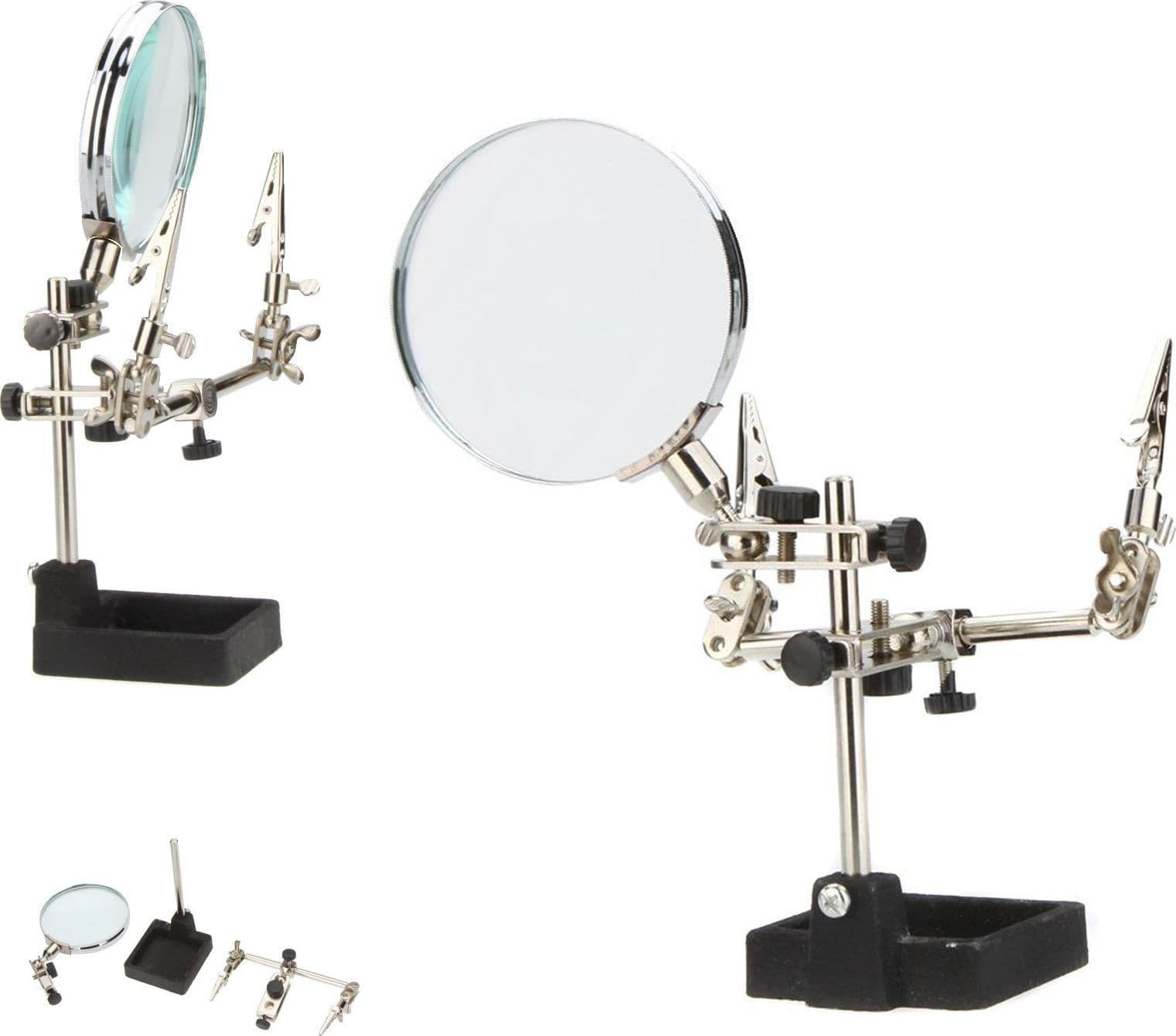 LENTE INGRANDIMENTO CON PINZE DA TAVOLO TOOL RIPARAZIONI SALDATURE ORIENTABILE - 6