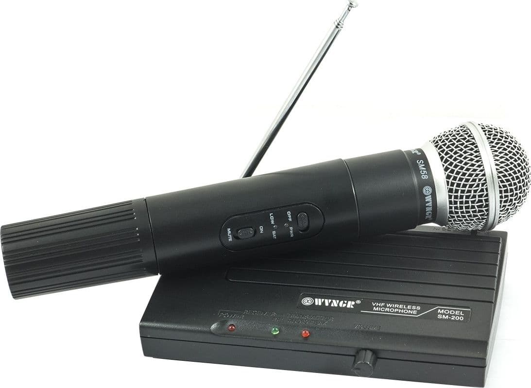MICROFONO WIRELESS SENZA FILI CON CENTRALINA RICEVITORE KARAOKE RIUNIONI SM-200 - 5