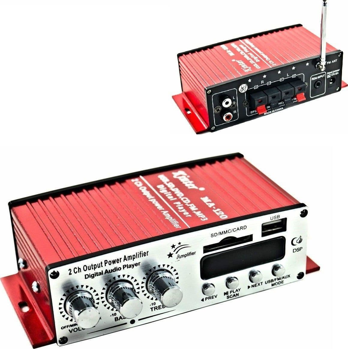 AMPLIFICATORE AUDIO 12V USB MP3 CASA AUTO 2 CANALI STEREO 40W TELECOMANDO MA120