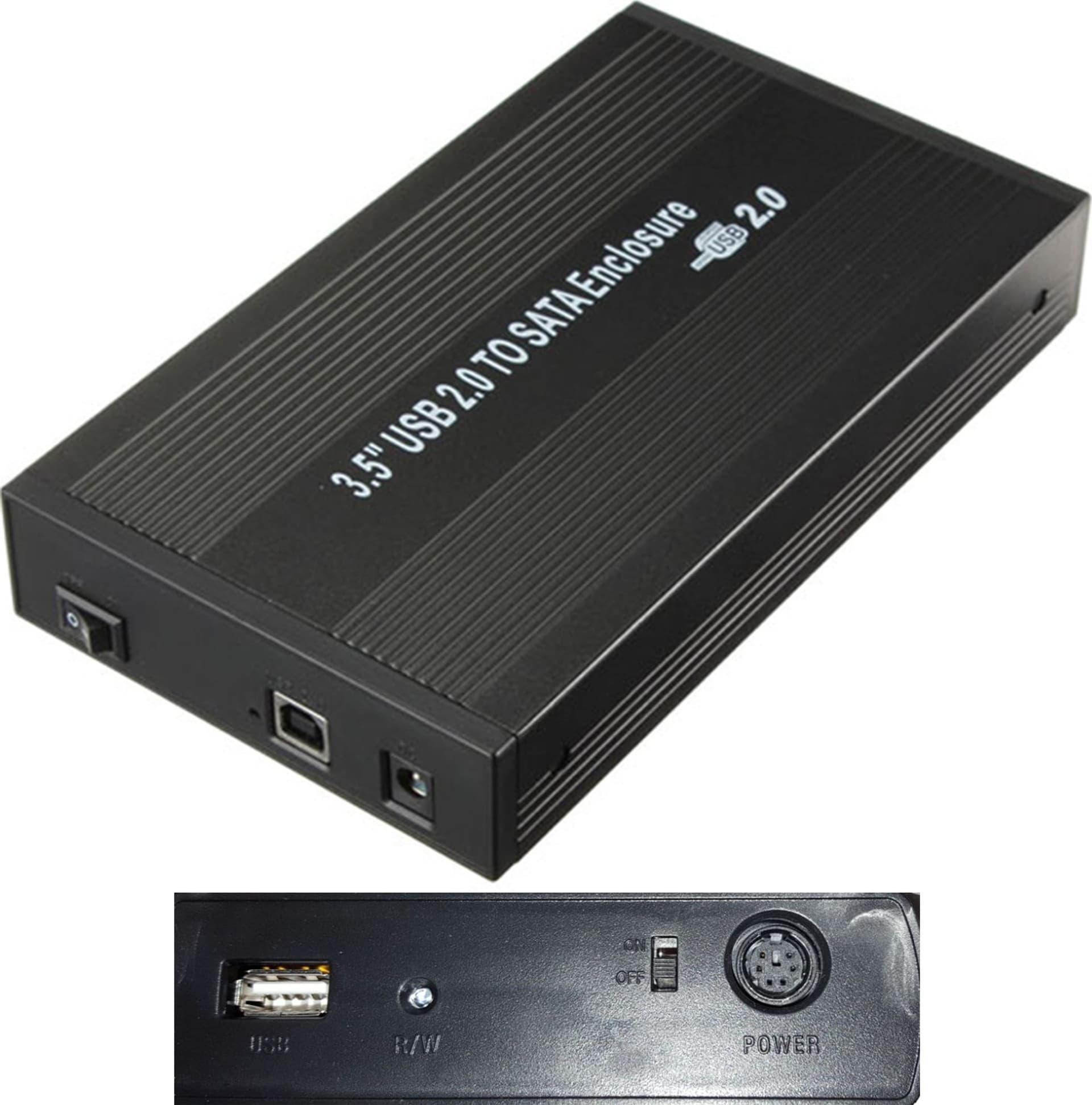 BOX HARD DISK ESTERNO 3,5" POLLICI SATA USB 2.0 HDD CASE CON ALIMENTATORE