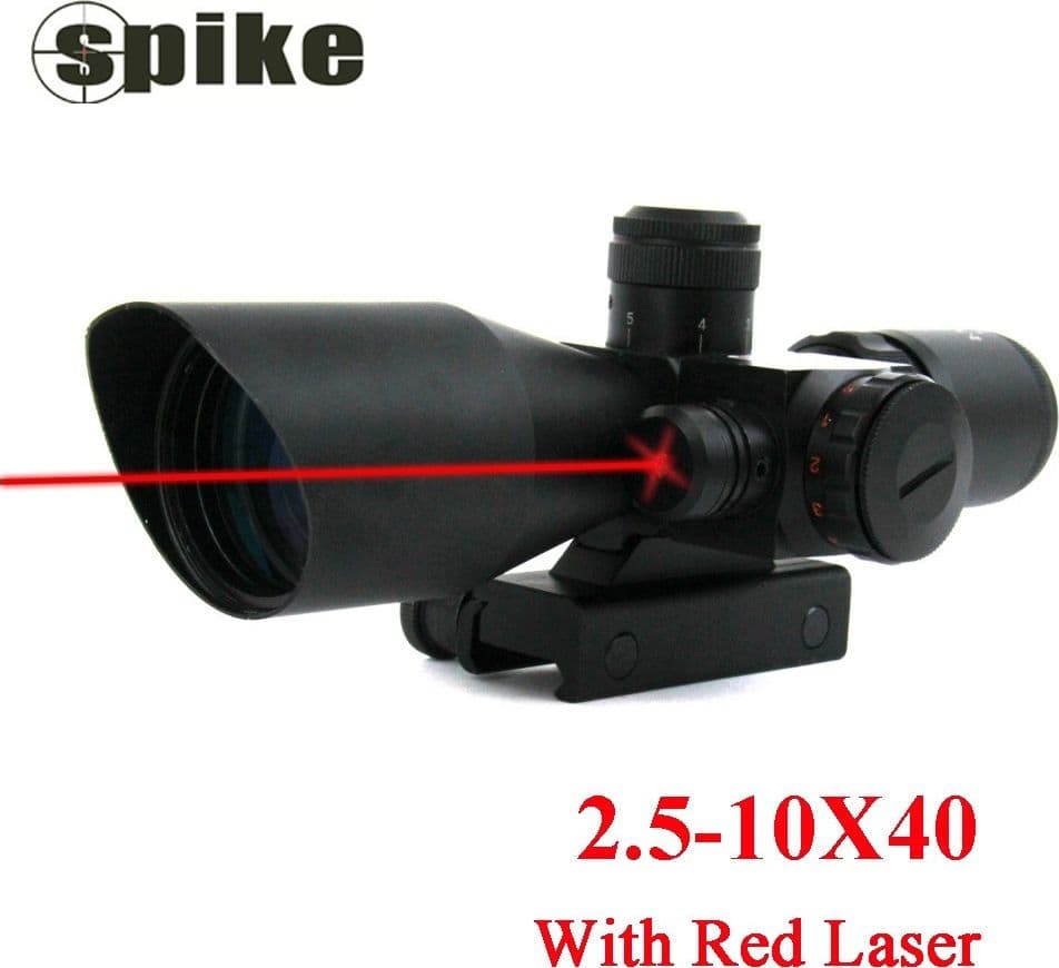 MIRINO OTTICO DI PRECISIONE CON RETICOLO ILLUMINATO 2.5-10X40 PUNTATORE LASER - 11