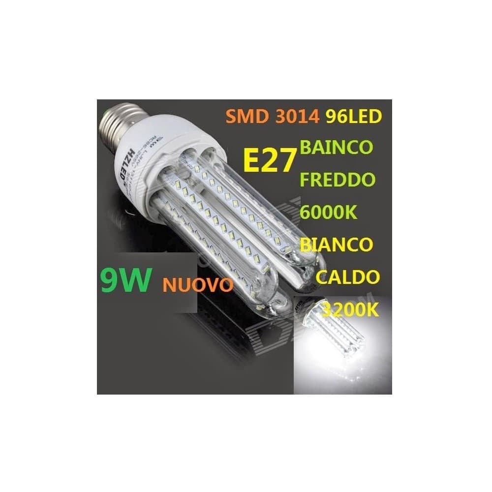 LAMPADINA 96 LED SMD 3014 9W E27 LUCE FREDDA BIANCO CALDO BASSO CONSUMO LAMPADA - 2