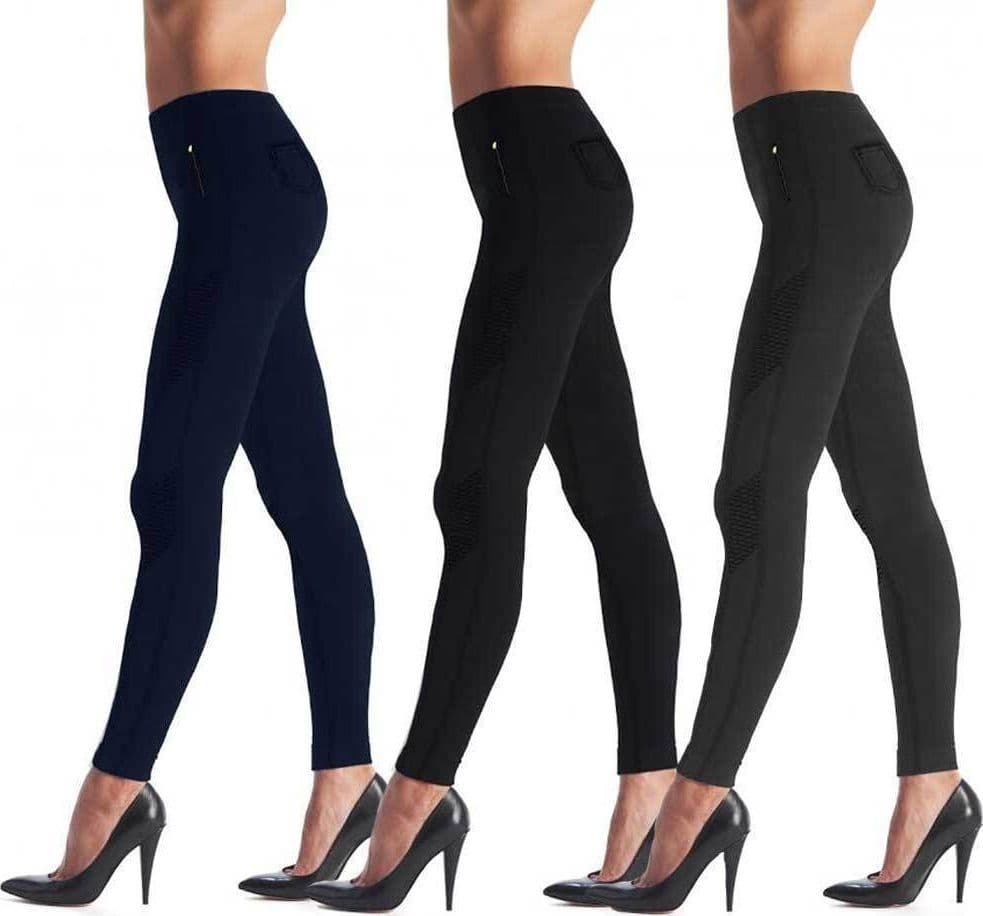 LEGGINGS DONNA PANTACOLLANT NERO BLU GRIGIO PANTALONE DONNA ALZA GLUTEI - 2