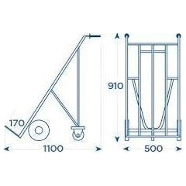 CARRELLO MILLEUSI 3IN1 3 RUOTE MOVIMENTAZIONE OBBLIQUA ALTA O STESA OMCN 092