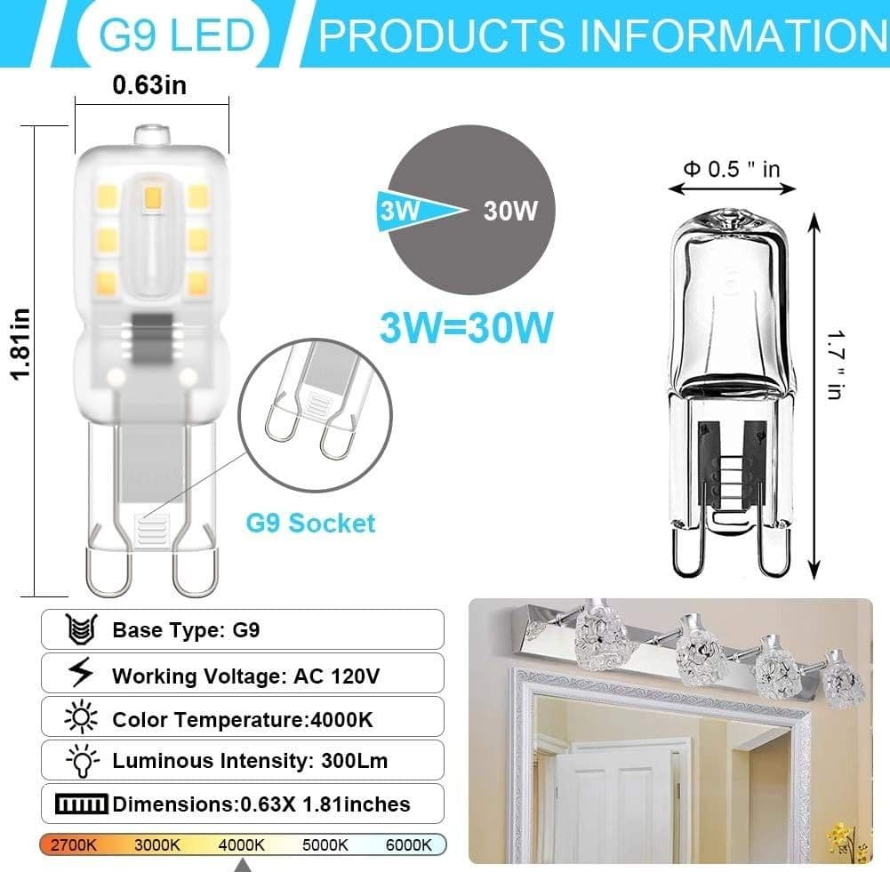 LAMPADINA PER FARETTO 2W LED 2 SMD 3535 ATTACCO G9 LUCE BIANCA FREDDA CALDA 220V - 3