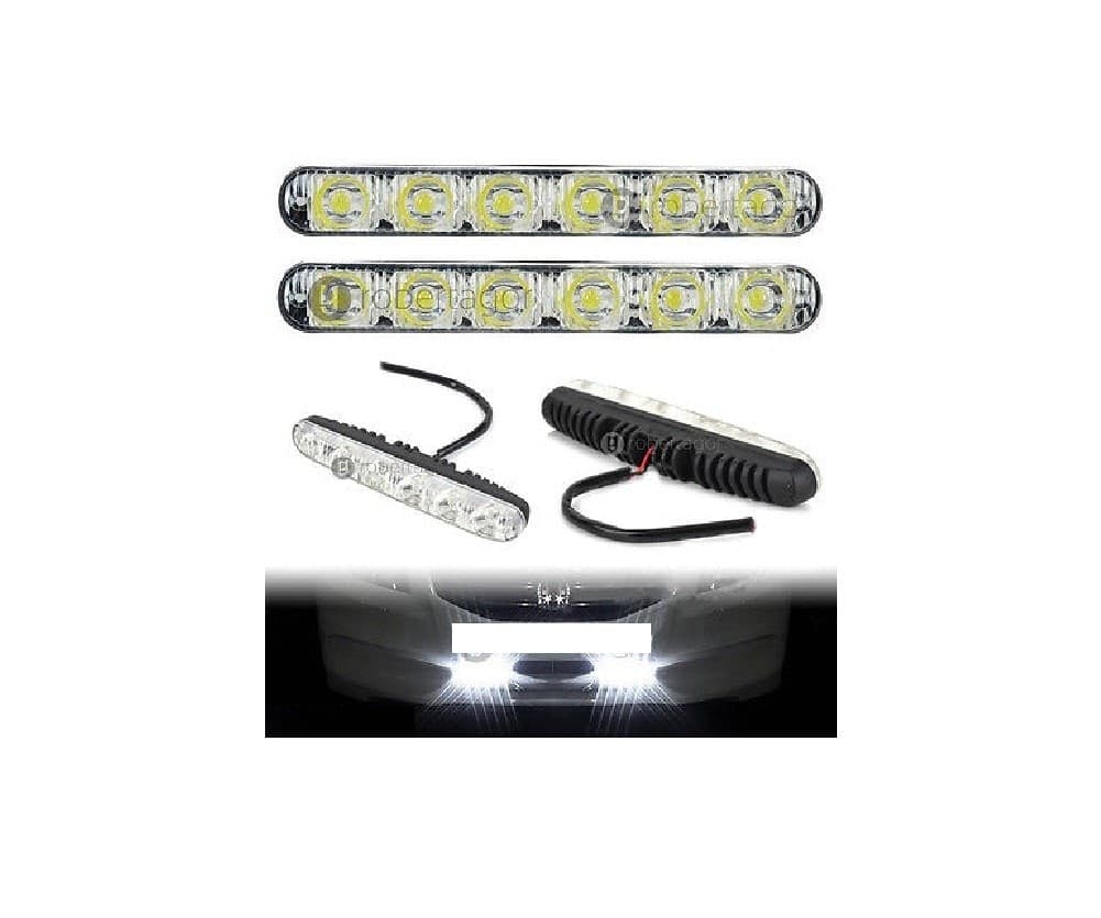 LUCI AUTO 6 LED PER FANALE DAYTIME DIURNE ALTA LUMINOSITA 12V SAFETY LIGHT WJXC6