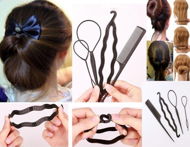 SET 4 ACCESSORI PETTINE CLIP FERMACAPELLI PER CHIGNON TRECCE CODA ACCONCIATURA