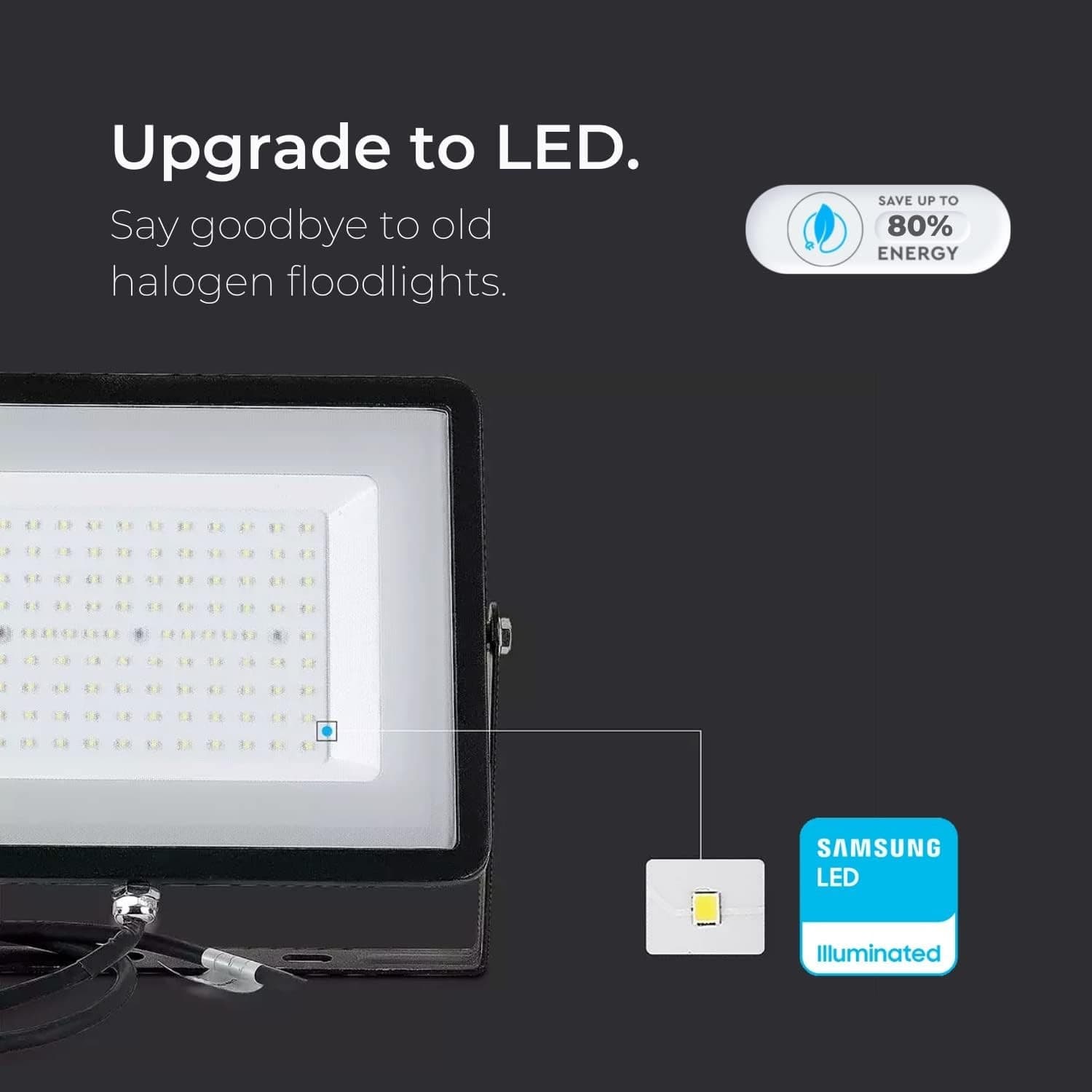 V-TAC FARO FARETTO LED SMD 10W 20W 30W 50W 100W SLIM DA ESTERNO IP65 COLORE NERO - 4