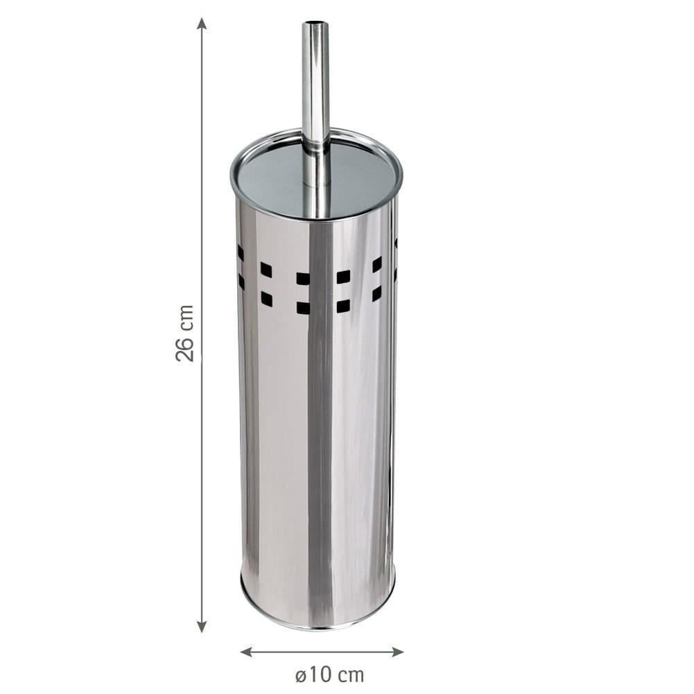 PORTASCOPINO CON SPAZZOLONE WC CILINDRO IN ACCIAIO INOX 26X10CM ACCESSORI BAGNO - 4