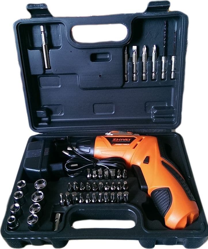 TRAPANO AVVITATORE 4.8 VOLT 45pz CON INNESTI E ACCESSORI MULTIFUNZIOE HOBBISTICA - 4