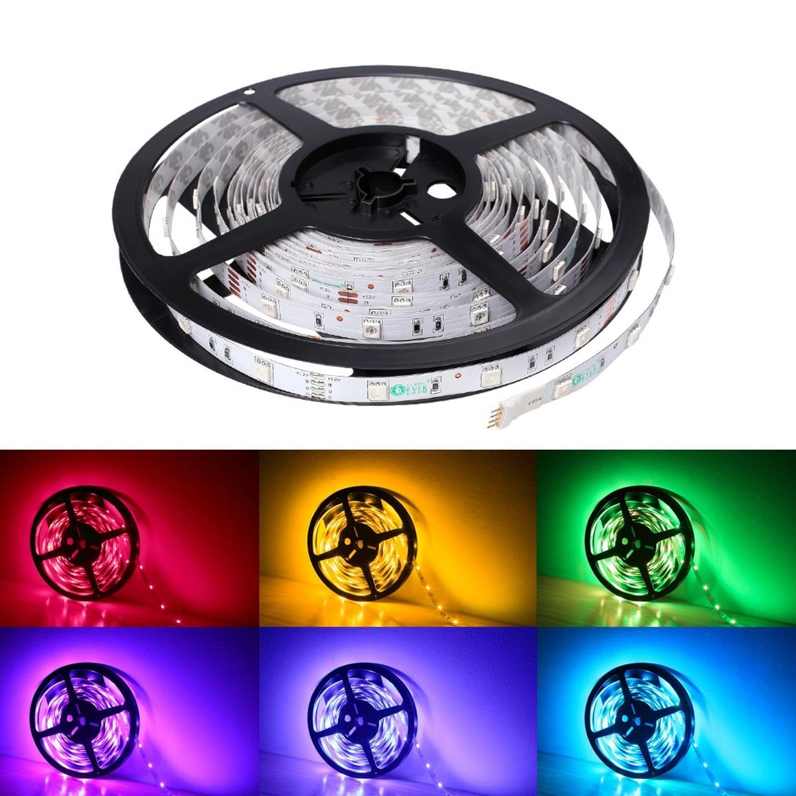 BOBINA STRISCIA LED 5050 FLESSIBILE 5 MT ADESIVA LUCE INTERNO ESTERNO IP65 STRIP - 12