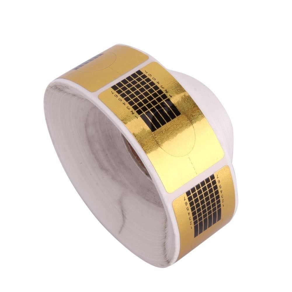 5 ROTOLI 2500 CARTINE ORO NAIL ART ALLUNGAMENTO RICOSTRUZIONE UNGHIE TIPS SAGOME - 5