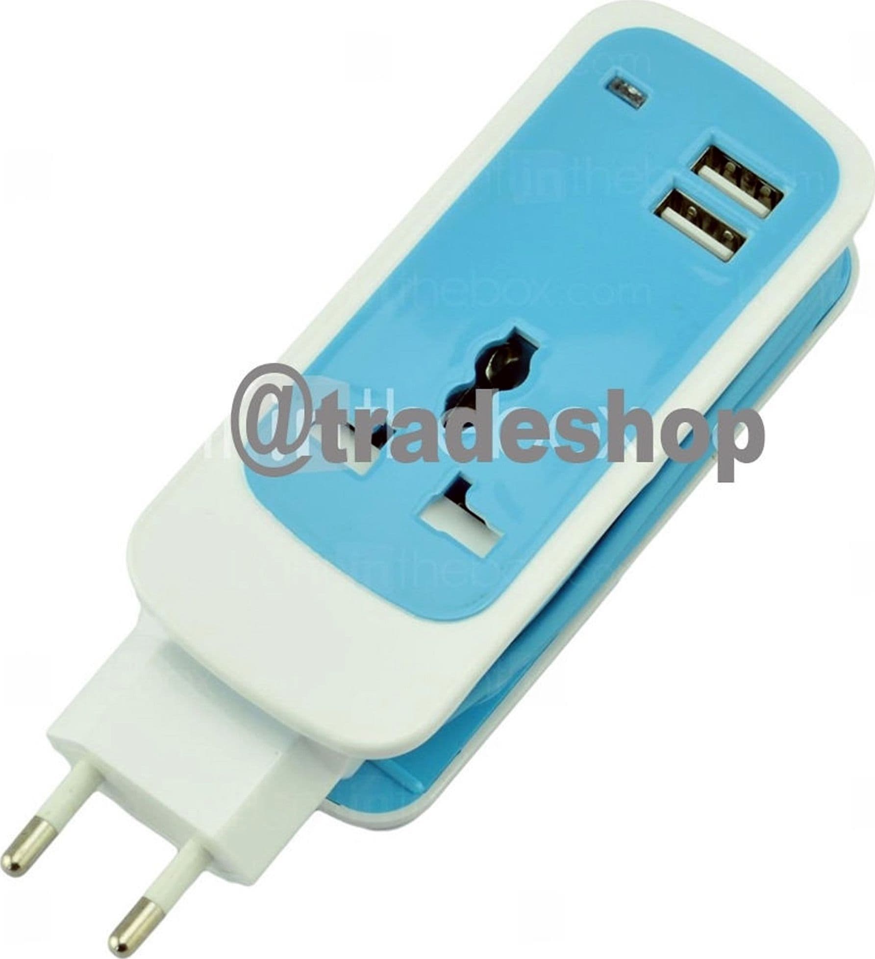 CARICATORE PROLUNGA CORRENTE SPINA UNIVERSALE USB 2 PORTE 240V SMARTPHONE TABLET - 2