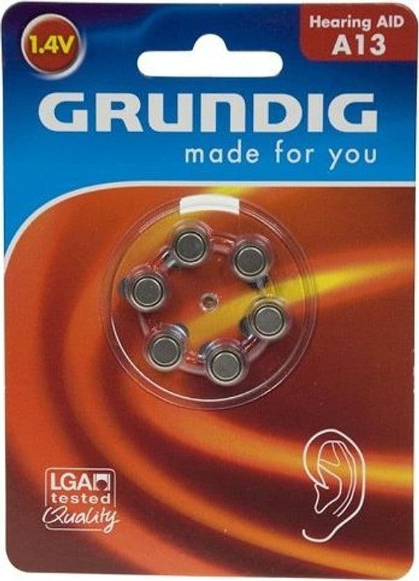 6 X BATTERIA PER APPARECCHI ACUSTICI KIT PILE A BOTTONE A13/PR48 1,4V - 1