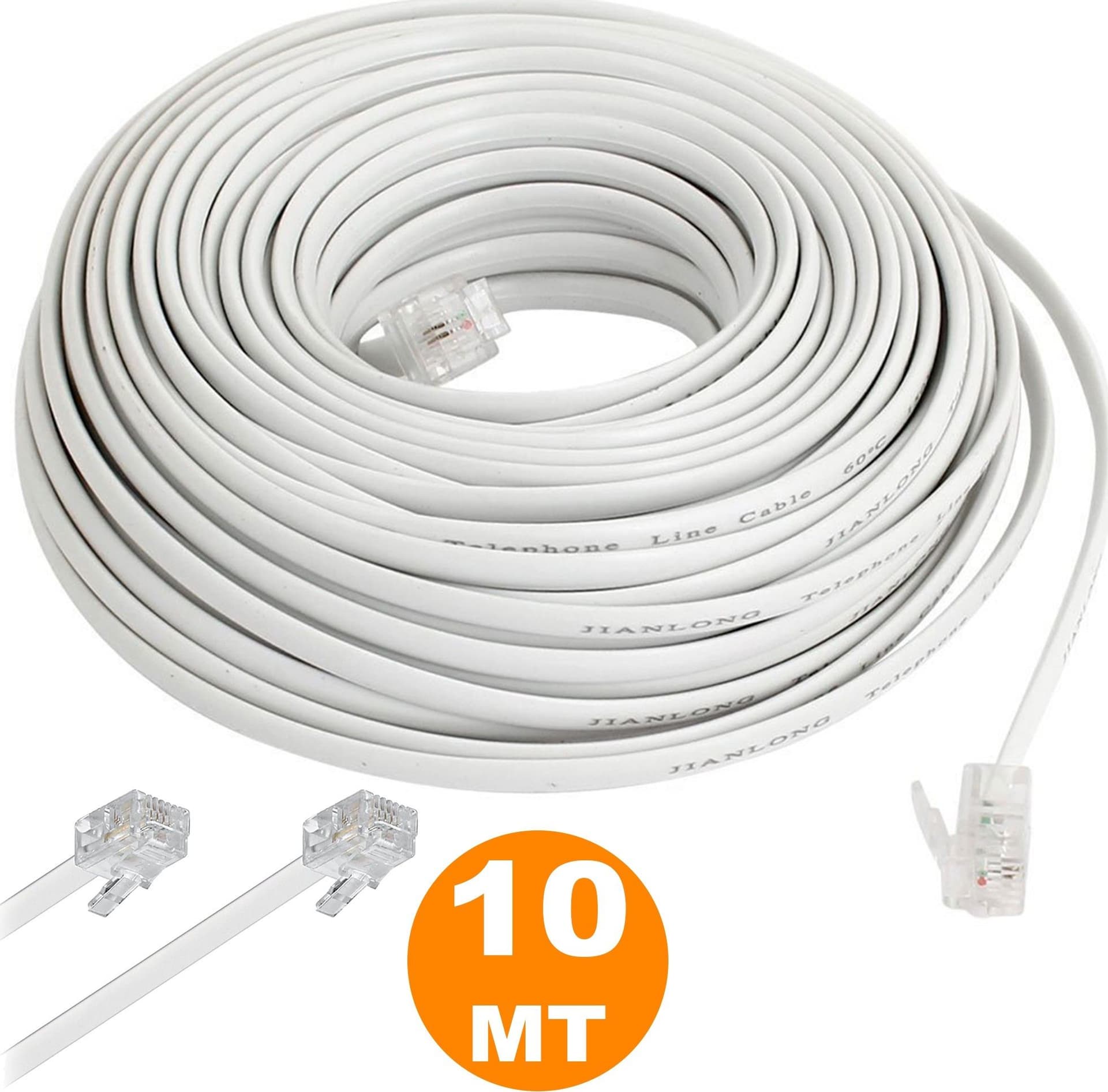 CAVO TELEFONICO MT 10 METRI 10 RJ11 MODULARE TELEFONO MODEM PLUG ADSL - 2