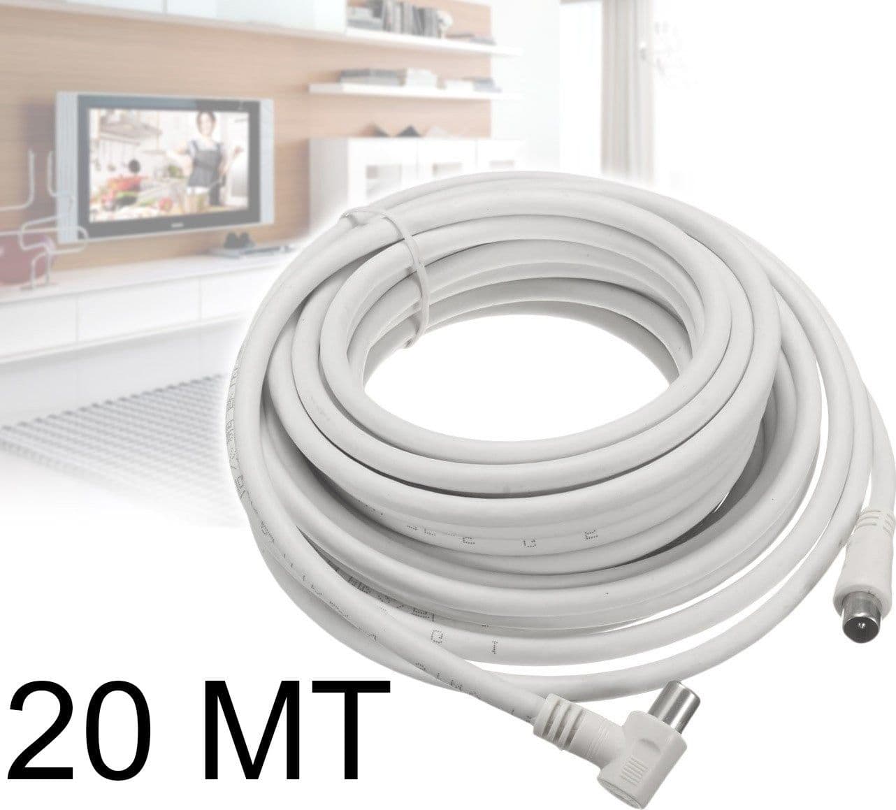 CAVO ANTENNA MASCHIO FEMMINA 20 METRI PER TV SPINOTTO JACK MASCHIO FEMMINA M/F