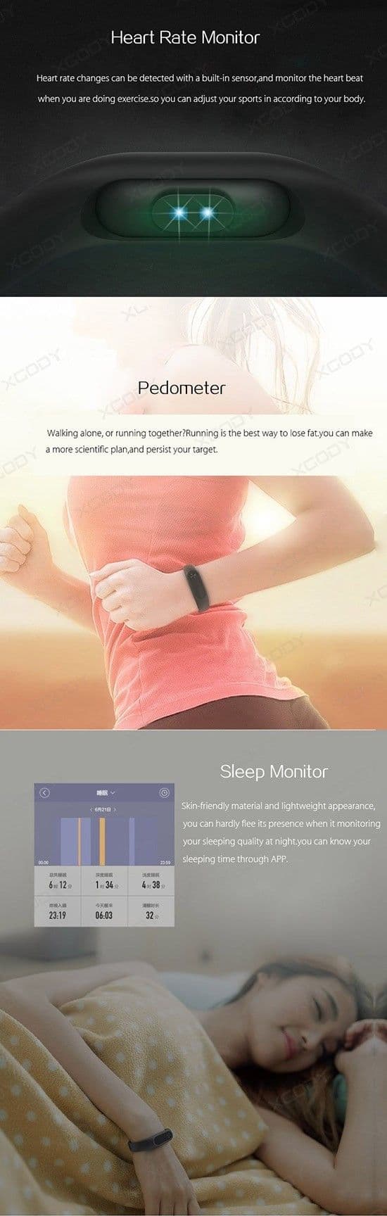 FITNESS TRACKER BRACCIALE M2 FREQUENZA CARDIACA PEDOMETRO CONTACALORIE - 8