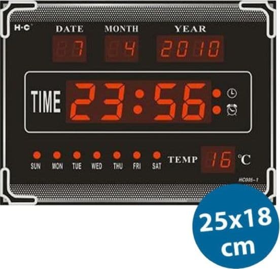 OROLOGIO DIGITALE A LED CON DATARIO TEMPERATURA ORARIO SVEGLIA A PARETE MURO - 5
