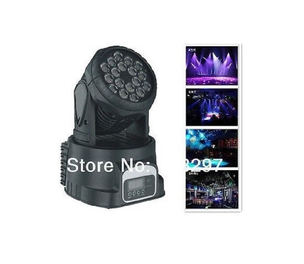 PROIETTORE TESTA MOBILE ROTANTE EFFETTI LUCE DISCOTECA DMX 512 RGB 18 LED 52W - 8