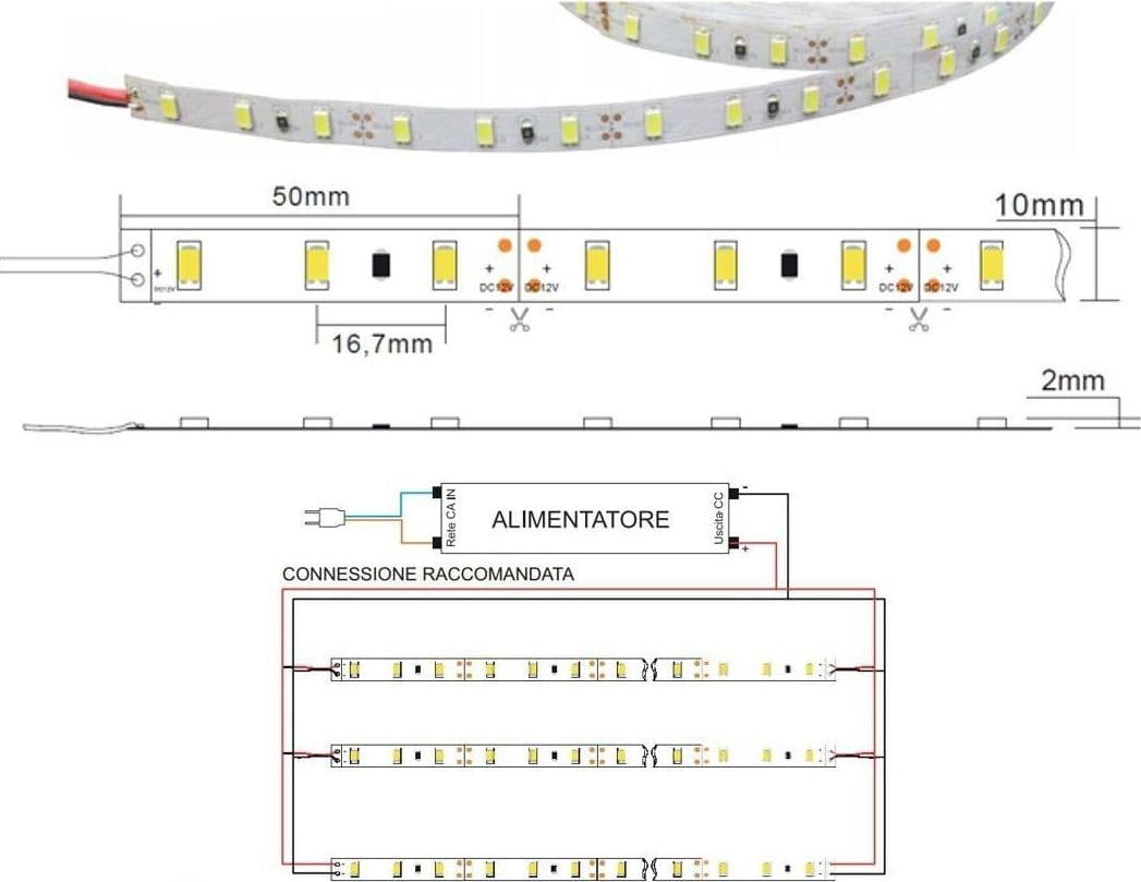 STRIP STRISCIA RIGIDA BARRA 1 METRO A LED 5630 7020 5050 13W 72 LED CALDA FREDDA – SMD 5050, RGB – TrAdE Shop Traesio –