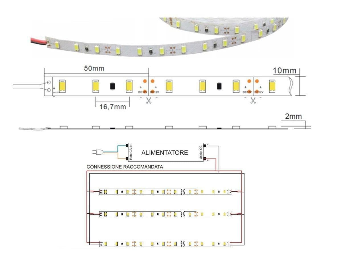 STRIP STRISCIA RIGIDA BARRA 1 METRO A LED 5630 7020 5050 13W 72 LED CALDA FREDDA - 6