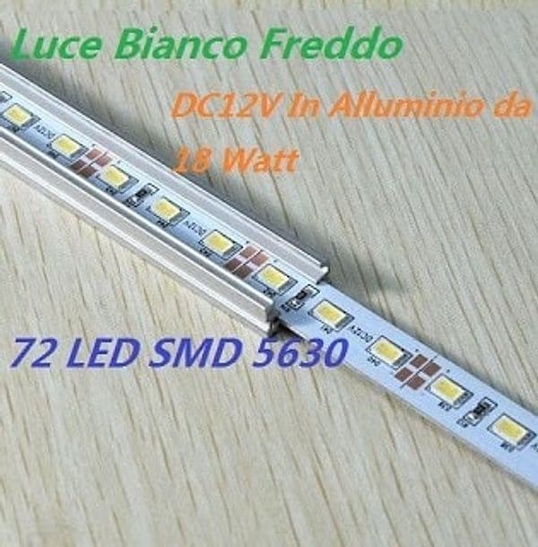 STRIP STRISCIA RIGIDA BARRA 1 METRO A LED 5630 7020 5050 13W 72 LED CALDA FREDDA - 4