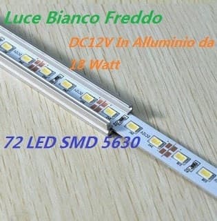 STRIP STRISCIA RIGIDA BARRA 1 METRO A LED 5630 7020 5050 13W 72 LED CALDA FREDDA - 4