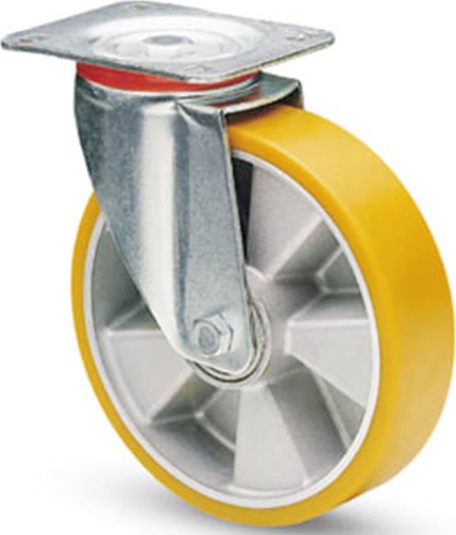 RUOTA GIREVOLE CON RIVESTIMENTO IN POLIURETANO AVOLAN Sh A 91 NUCLEO ALLUMINIO – 80 mm – TrAdE Shop Traesio – giallo