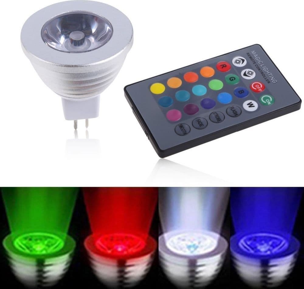 FARETTO LED LUCE RGB PROGRAMMABILE MULTICOLOR E27 GU10 E14 MR16 CON TELECOMANDO - 5