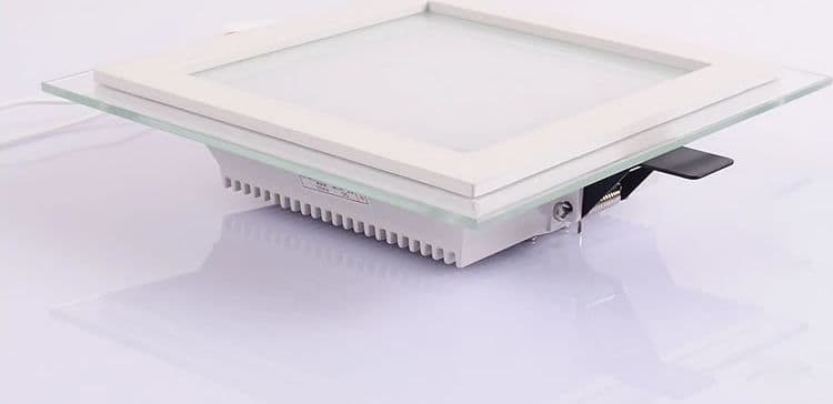 PANNELLO FARETTO LED 18 WATT AD INCASSO SOTTILE 20X20 CM 5000K BORDO IN VETRO - 4