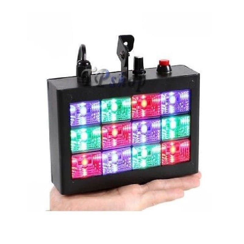 STROBO 12 LED LUCE RGB PROIETTORE FARO EFFETTO DJ CONTROLLO MUSICALE REGOLABILE