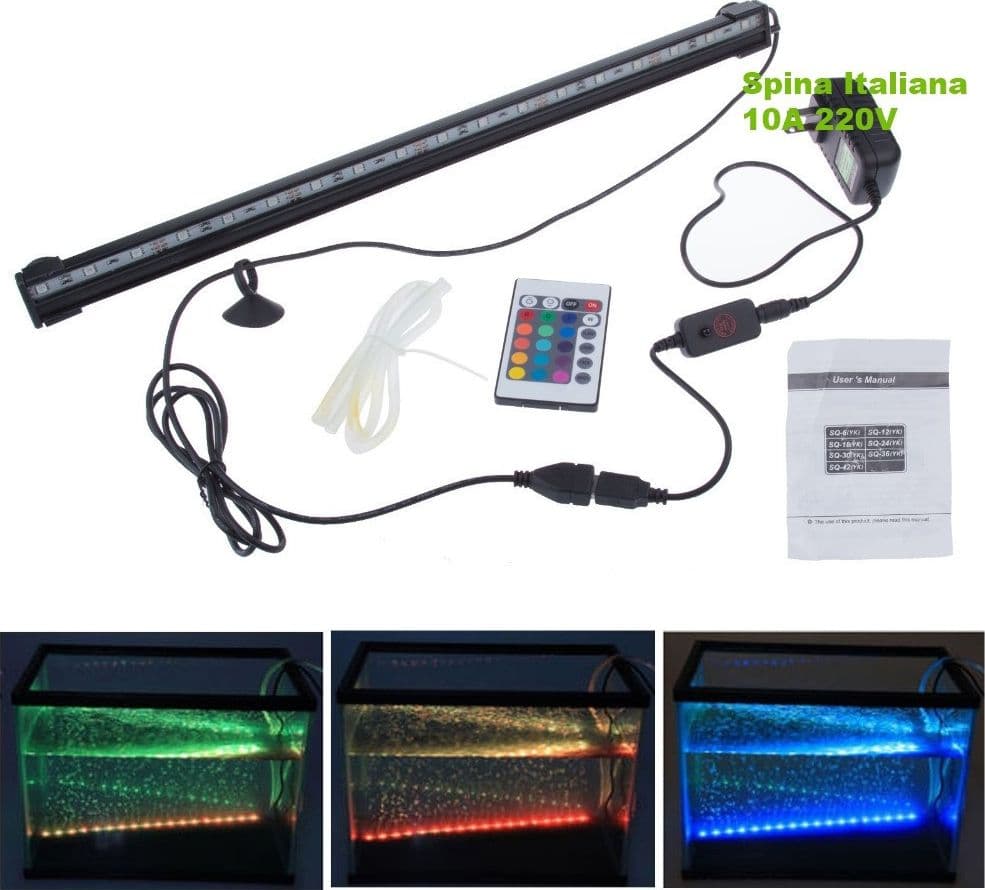 LAMPADA IMMERSIONE LED PER ACQUARIO TUBO LED T4 DEE LUCE PESCI BIANCA RGB BLU - 6