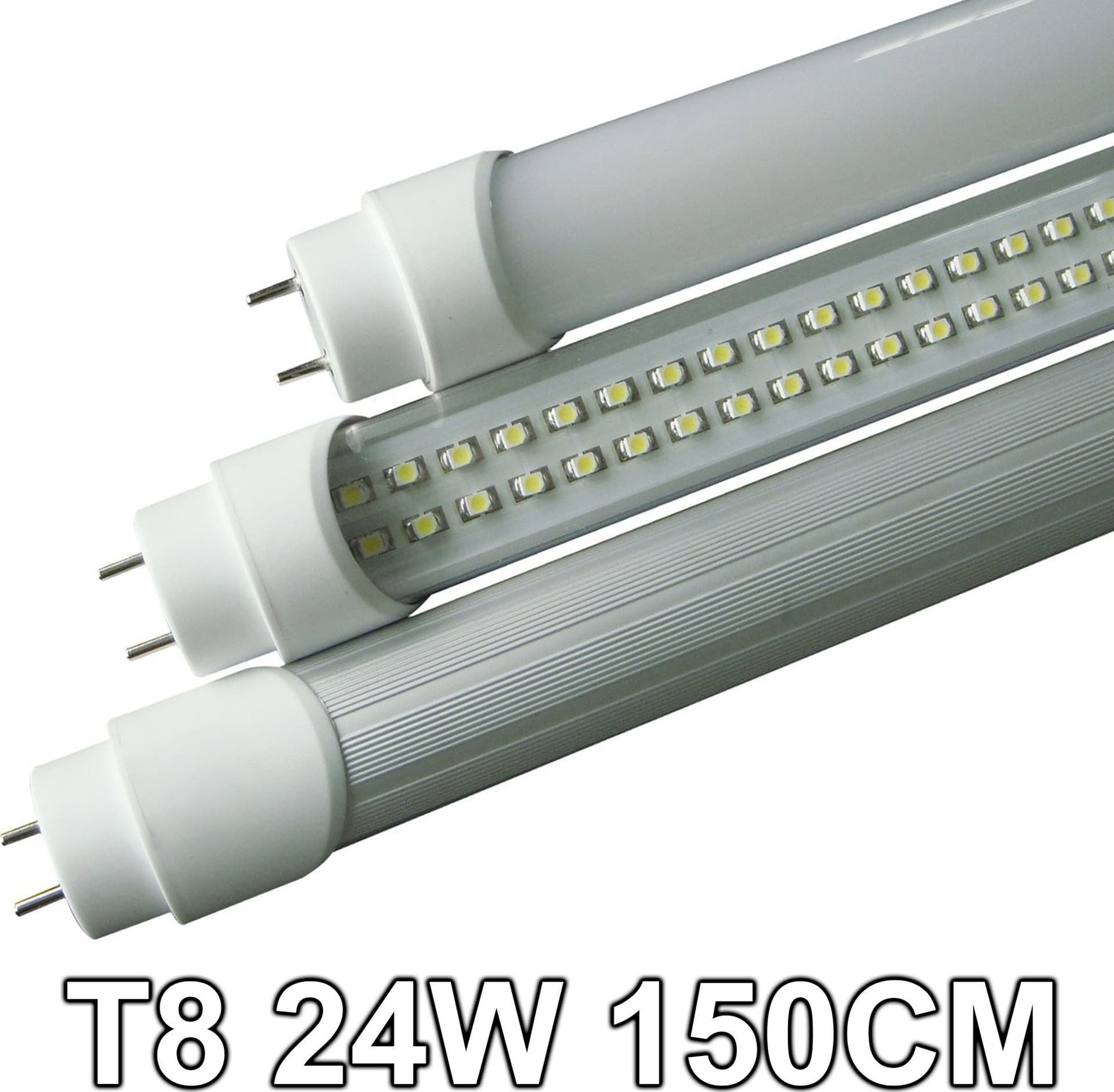 TUBO NEON LED 24W "150 CM" ATTACCO T8 SMD LED LUCE BIANCA FREDDA CALDA NATURALE – Bianco Freddo, Copertura Trasparente –