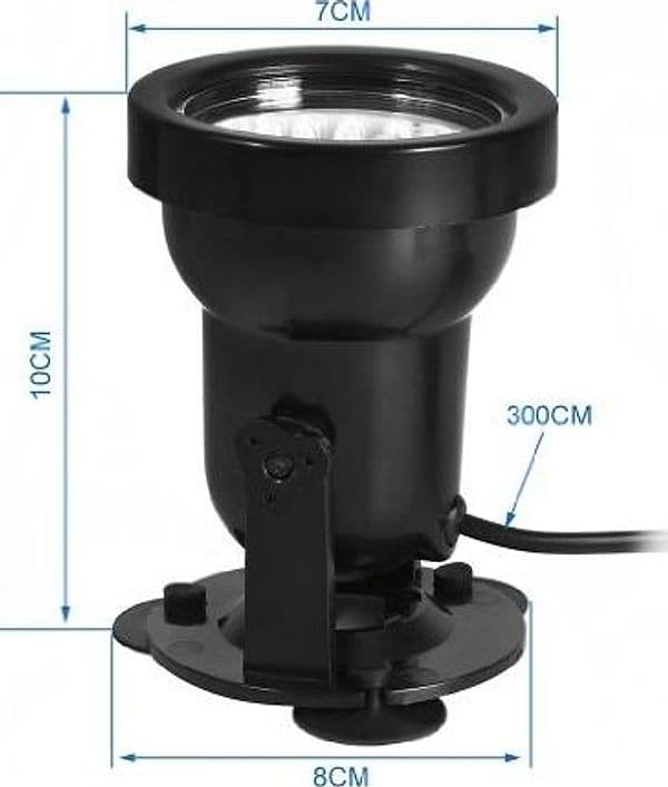 FARETTO REGOLABILE 18 LED SOMMERGIBILE MULTICOLOR ACQUARI LAGHETTO VENTOSE 2WATT - 4