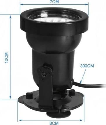 FARETTO REGOLABILE 18 LED SOMMERGIBILE MULTICOLOR ACQUARI LAGHETTO VENTOSE 2WATT - 4