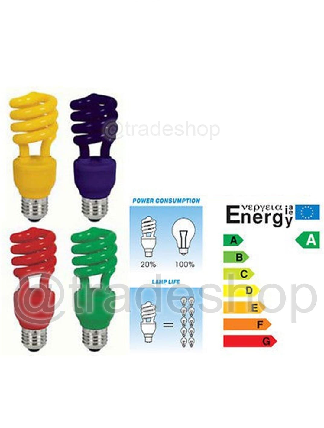 LAMPADINA RISPARMIO ENERGETICO COLORATA 13W BLU ROSSA GIALLA VERDE e14 e27 - 2