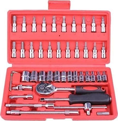 SET KIT 46 PEZZI CHIAVI A BUSSOLA CON CRICCHETTO 1/4" CACCIAVITE ESAGONALE TUBO - 9