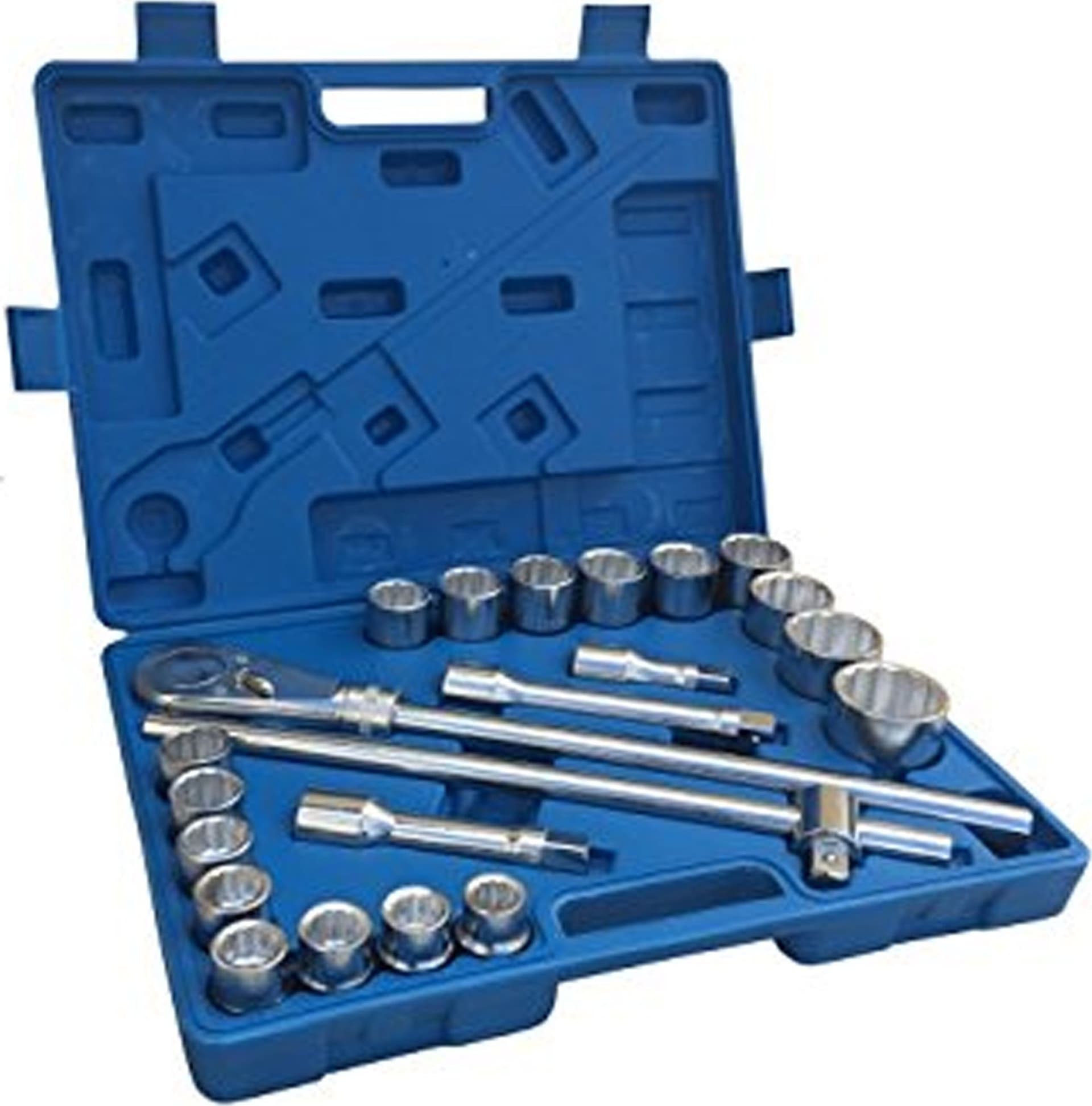 SET 22PZ BUSSOLE GRANDI 3/4" POLIGONALI CRICCHETTO CON LEVA CAMION 19-50mm - 2