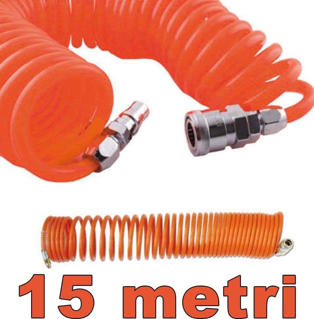 TUBO ARIA COMPRESSA FLESSIBILE PER COMPRESSORE 15 METRI RACCORDO SPIRALE