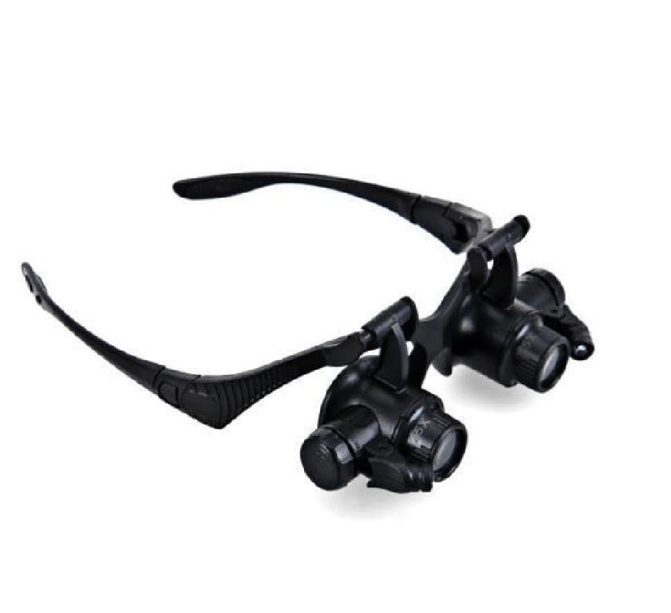 OCCHIALI LENTE INGRANDIMENTO 25 X DI PRECISIONE OCULARI 4 LENTI LUCI LED 9892G - 2