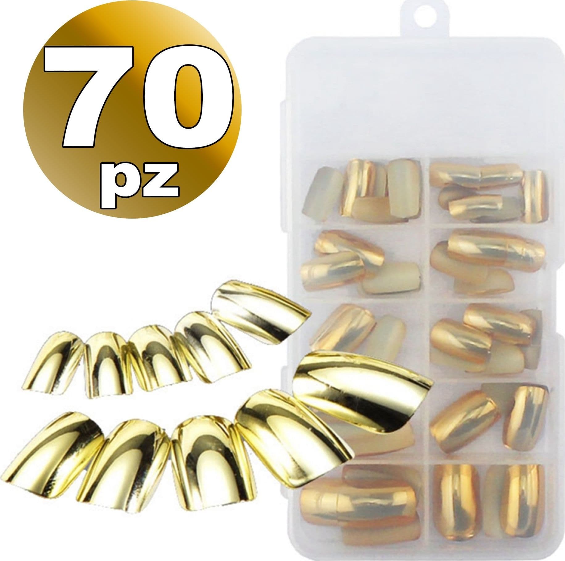 SET 70 TIPS TIP PER MANI ORO MEZZE FRENCH RICOSTRUZIONE UNGHIE FINTE NAIL ART - 2