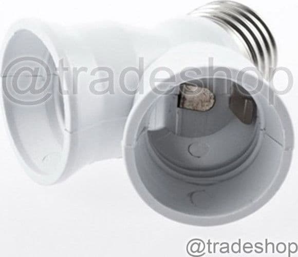 ADATTATORE SDOPPIATORE PORTALAMPADA ATTACCO DA E27 A 2 PRESE E27 BIANCO SOCKET - 3