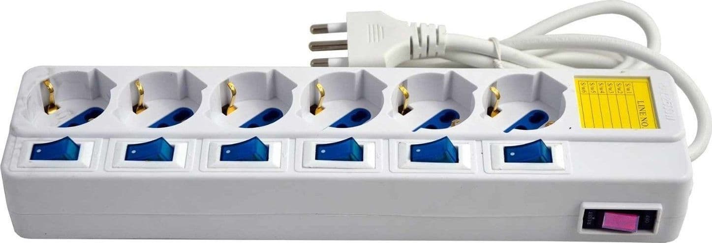 MULTIPRESA 6 POSTI SCHUKO BIPASS 10-16A CON 7 INTERRUTTORI PROTEZIONE BAMBINI - 4