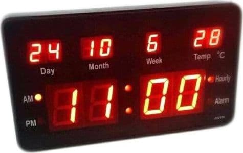 OROLOGIO DIGITALE A LED DA PARETE DA SCRIVANIA DATA TEMPERATURA SVEGLIA JH2158 - 4